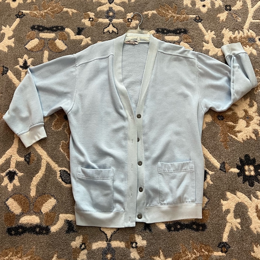 Vintage - Jennifer Moore Activewear Soft Lightweight Pale Blue Cardigan Sweater